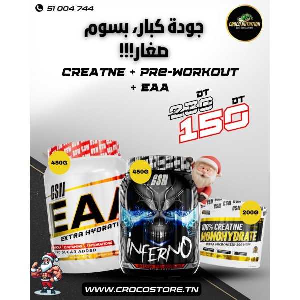 PACK GSN CREATINE 200G + EAA + PRE-WORKOUT