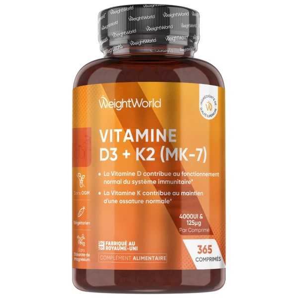 WEIGHT-WORLD -VITAMINE D3 et K2 365 CAPSULES