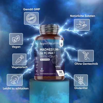 WeightWorld Magnesium Glycinate 180 Capsules – Magnésium Bisglycinate