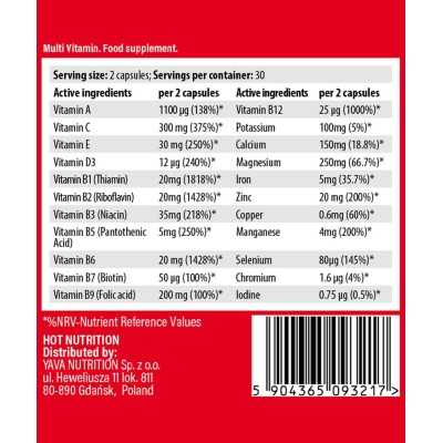HOT Nutrition Multivitamines 60 Capsules | Complexe Vitamines & Minéraux