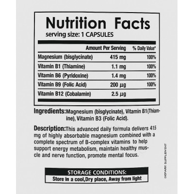 GSN - MAGNESIUM BISGLYCINATE + B-COMPLEX 30 CAPSULES