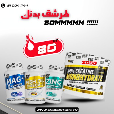 Pack Vitalité & Performance GSN – Créatine, Zinc, Oméga 3 & Magnésium