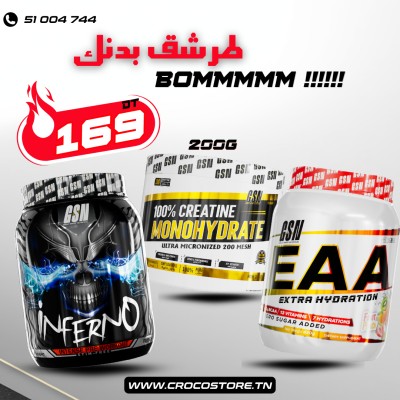 PACK GSN CREATINE 200G + EAA + PRE-WORKOUT